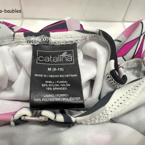 Catalina Swimsuit Med One Piece Floral Racer Back in Black / White & Purple NWT - Picture 7 of 9